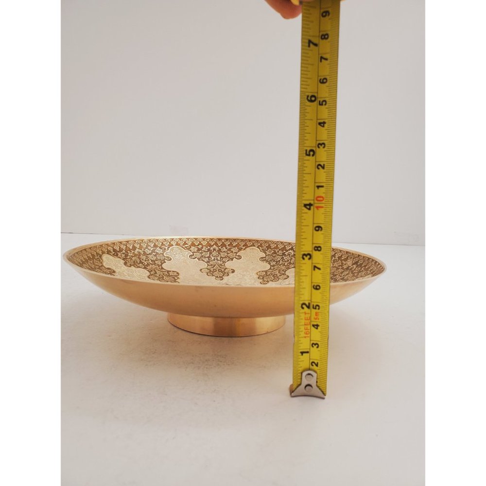 Vintage Embossed/Engraved Enamel Painted Brass Bowl - Bowl / Plate / Dish || - Picture 10 of 10